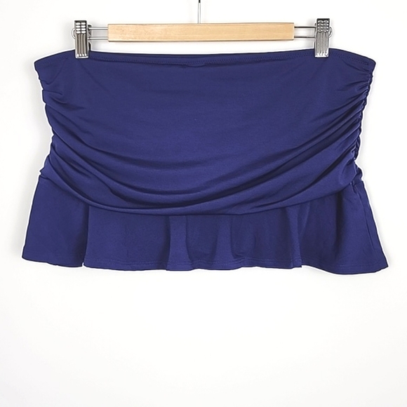 Lands' End Womens Swim Skirt Royal Blue Lined Bottom Gathered Fun Size  14 - Picture 2 of 9
